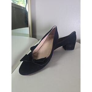 Kate Spade Black Suede Bow 2" Heel Pumps Size 11 Holiday